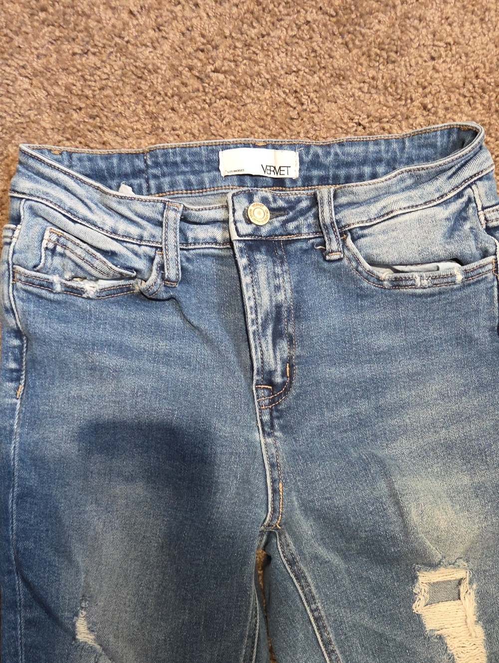 VERVET BY FLYING MONKEY Medium Blue Skinny Jeans with Light Distressing